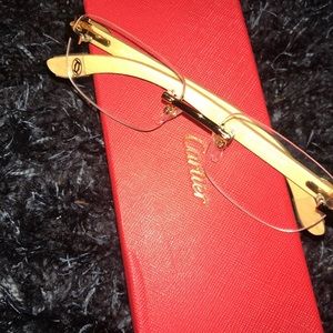 Cartier sunglasses clear lens woodgrain frames one size